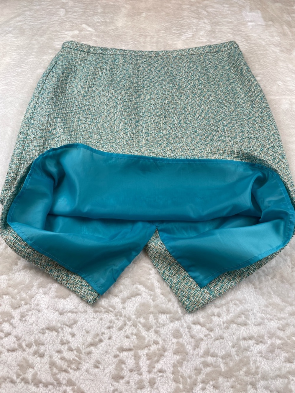 Sag Harbor Teal and Green Tweed Pencil Skirt - Picture 5 of 7